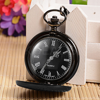 Openable Flat Round Alloy Pendant Pocket Watches LS-WACH-D046-1