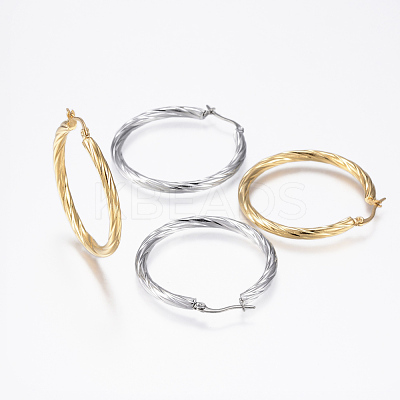 304 Stainless Steel Hoop Earrings EJEW-H322-17-1