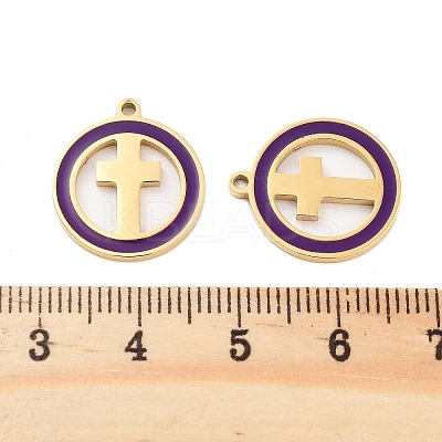 Ion Plating(IP) 304 Stainless Steel Enamel Pendants STAS-Z078-25G-1