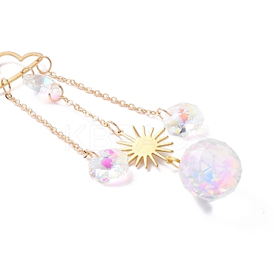 Hanging Crystal Aurora Wind Chimes HJEW-Z003-07-1