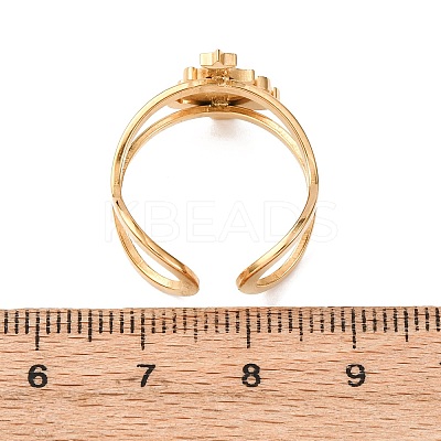 304 Stainless Steel with Enamel Cuff Rings for Women RJEW-Z116-01G-02-1