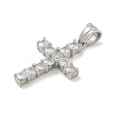 304 Stainless Steel Cubic Zirconia Pendants STAS-C102-01A-P-1