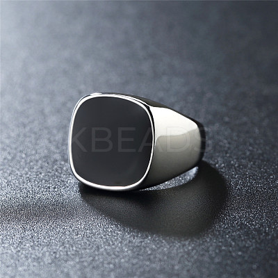 Square 304 Stainless Steel Enamel Finger Rings for Men FS-WG78CFC-03-1