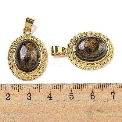 Natural Bronzite Oval Pendants G-B079-02G-02-1
