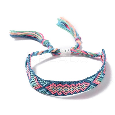 Polyester-cotton Braided Rhombus Pattern Cord Bracelet FIND-PW0013-001A-02-1