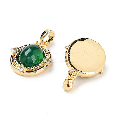 Brass Pave Clear Cubic Zirconia Pendants KK-C051-58G-1