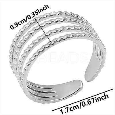 Geometric Minimalist Hollow 304 Stainless Steel Cuff Rings KD9952-1-1