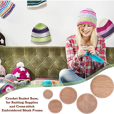 Wooden Crochet Basket Bottoms Set DIY-WH0019-97-1