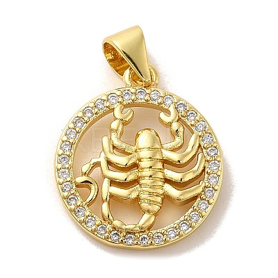 Zodiac Theme Brass Micro Pave Cubic Zirconia Pendants KK-M273-05J-G-1