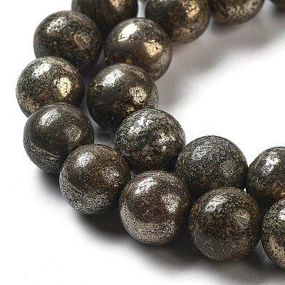 Natural Pyrite Beads Strands G-S265-03-8mm-1