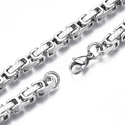 Non-Tarnish 201 Stainless Steel Byzantine Chain Bracelets BJEW-S057-80-1