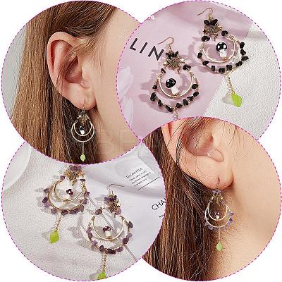 Natural Quartz Crystal Chips Beaded Big Teardrop Dangle Earrings EJEW-SW00016-01-1