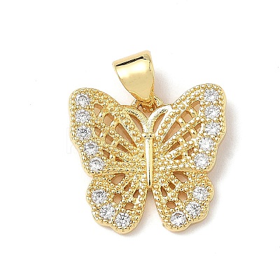 Brass Micro Pave Cubic Zirconia Charms KK-Q068-09D-G-1