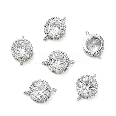 SHEGRACE Brass Pave Clear Cubic Zirconia Flat Round Connector Charms XGRQ3D332-501P-1