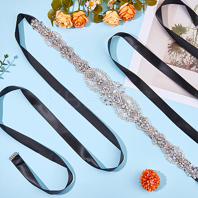 Flower Full Crystal Rhinestone Handmade Bridal Belts for Wedding Dresses AJEW-WH20006-233B-01-1