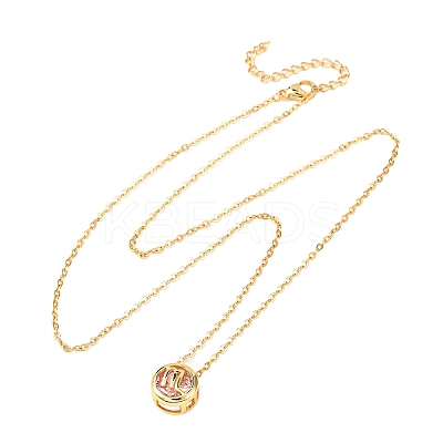 Brass Pave Cubic Zirconia Birth Stone Constellation Pendant Cable Chain Necklaces NJEW-D334-01G-08-1