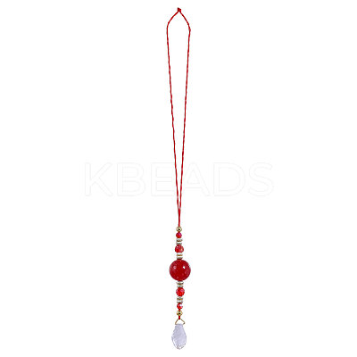 Brass & Glass & Natural Malaysia Jade Pendant Decoration HJEW-CA00065-1
