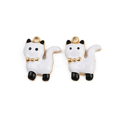 304 Stainless Steel Enamel White Pet Charms STAS-P410-35A-G-1