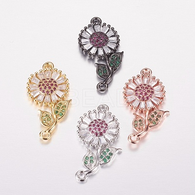 Brass Micro Pave Cubic Zirconia Links ZIRC-E150-01-1