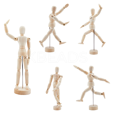 3 Styles Unfinished Blank Wooden Puppet DIY-FH0006-97-1