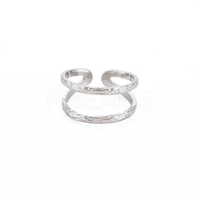 Non-Tarnish 304 Stainless Steel Double Line Open Cuff Ring for Women LS-X-RJEW-S405-200P-1