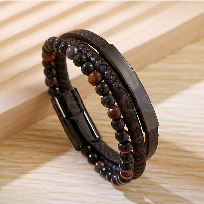 PU Leather Braided Cord Bracelets PW-WGF341D-06-1
