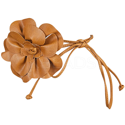 Flower PU Leather Wrap Waist Belts for Women AJEW-WH20816-058C-1