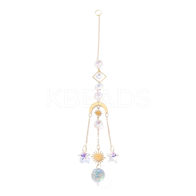 Hanging Crystal Aurora Wind Chimes HJEW-Z003-18-1