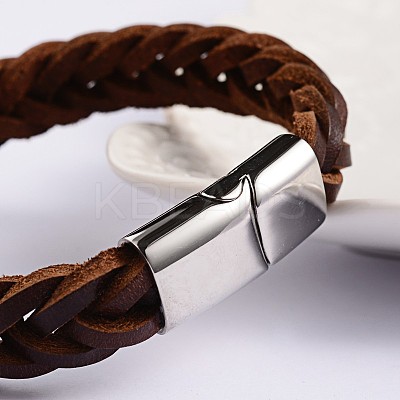 Trendy Leather Braided Cord Bracelets BJEW-P128-05-1