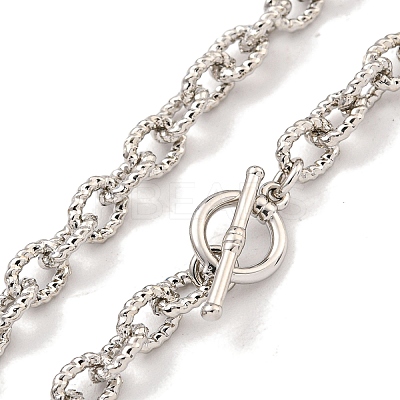 Twist Oval Brass Cable Chain Necklaces for Women NJEW-G084-05P-1