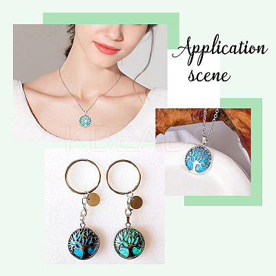 10Pcs Synthetic Turquoise Flat Round Pendants G-AR0006-25A-1