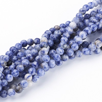 Natural Blue Spot Jasper Bead Strands X-GSR6mmC036-1