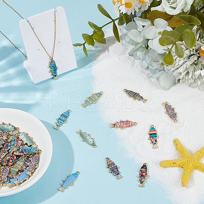 44Pcs 11 Styles Alloy Enamel Pendants FIND-DR0002-23-1