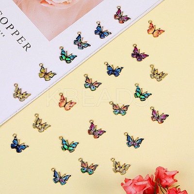 45Pcs 9 Colors Light Gold Alloy Enamel Pendants ENAM-SZ0004-07-1