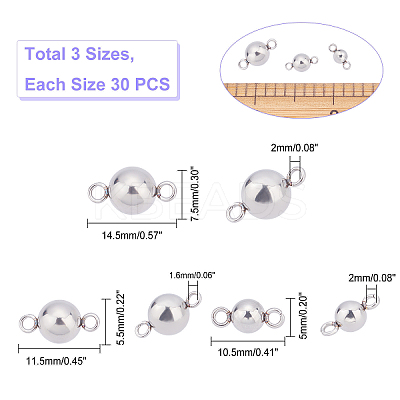 902Pcs 3 Style 304 Stainless Steel Links Connectors STAS-UN0026-93-1