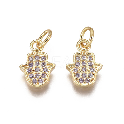 Religion Brass Micro Pave Cubic Zirconia Charms ZIRC-I038-14G-1