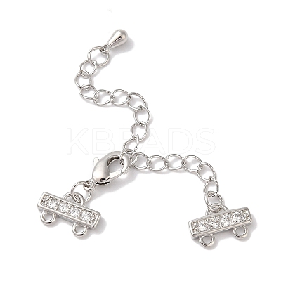 Brass Micro Pave Cubic Zirconia Chain Extender KK-L216-004C-P-1