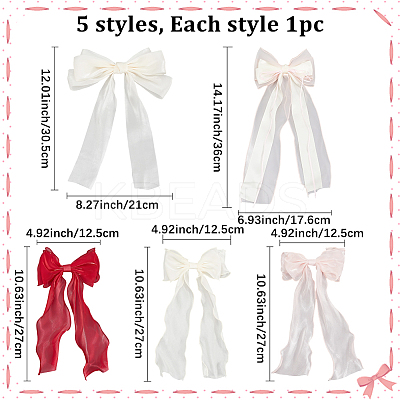 5Pcs 5 Colors Cloth Bowknot Hair Barrettes PHAR-SP0001-14-1