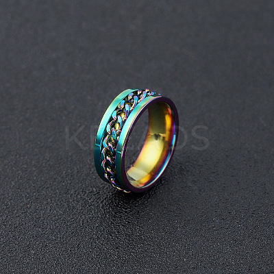 304 Stainless Steel Rotatable Chain Finger Rings for Men FS-WG60CA3-35-1