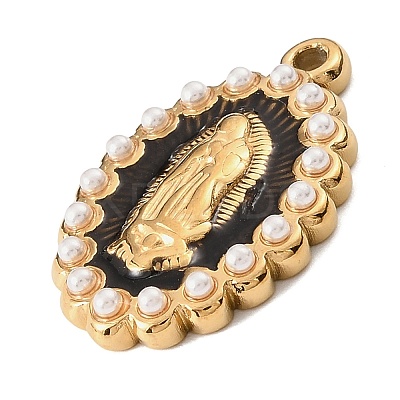 Religion 304 Stainless Steel with Imitation Pearl Pendants SA-B002-02G-1