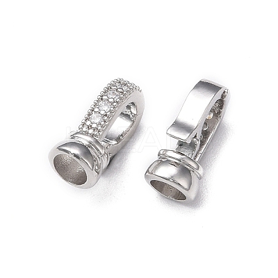Rack Plating Brass Micro Pave Clear Cubic Zirconia Fold Over Clasps KK-E080-02P-1