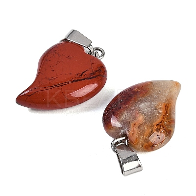 Natural Red Jasper Heart Pendants G-H073-03P-06-1