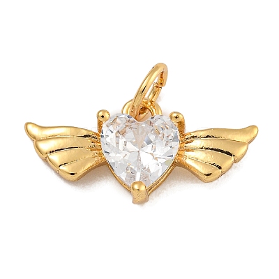 Rack Plating Brass Micro Pave Clear Cubic Zirconia Pendants KK-U030-13G-1