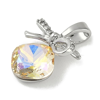 Brass Micro Pave Cubic Zirconia Charms KK-P283-23P-1