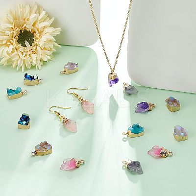 16Pcs 8 Color Druzy Resin Pendants RESI-FH0001-36-1