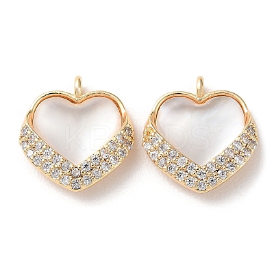 Brass Micro Pave Cubic Zirconia & Sea Shell Charms KK-Q779-06G-1