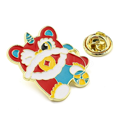 Chinese Style Dancing Lion Enamel Pins LS-JEWB-Q032-02A-1