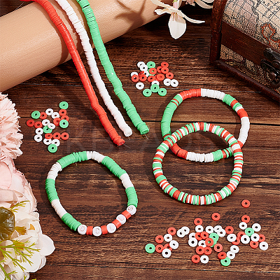 3 Strand 3 Colors Flat Round Handmade Polymer Clay Beads CLAY-PH0001-97-1