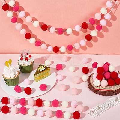 Wool Felt Ball Garland Colorful Pom Pom AJEW-WH0258-717A-1