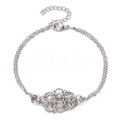 Non-Tarnish 304 Stainless Steel Macrame Pouch Braided Gemstone Holder Bracelet Making BJEW-JB09645-02-1